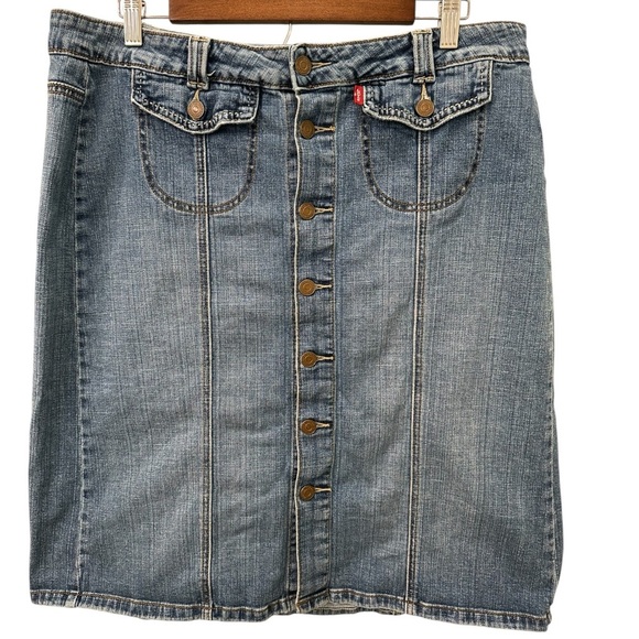 Levi's Dresses & Skirts - Levi's Blue Denim Skirt with Button Detail as 16